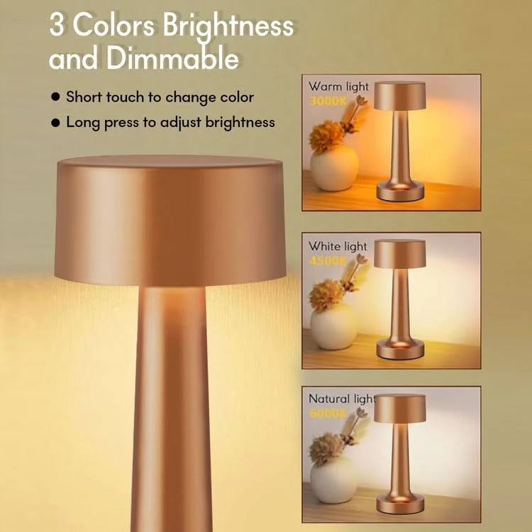 Touch Table Lamp - Metal Table Lamp | Modern Desk Lamp | Rose Gold Table Lamp | Bedroom Lighting