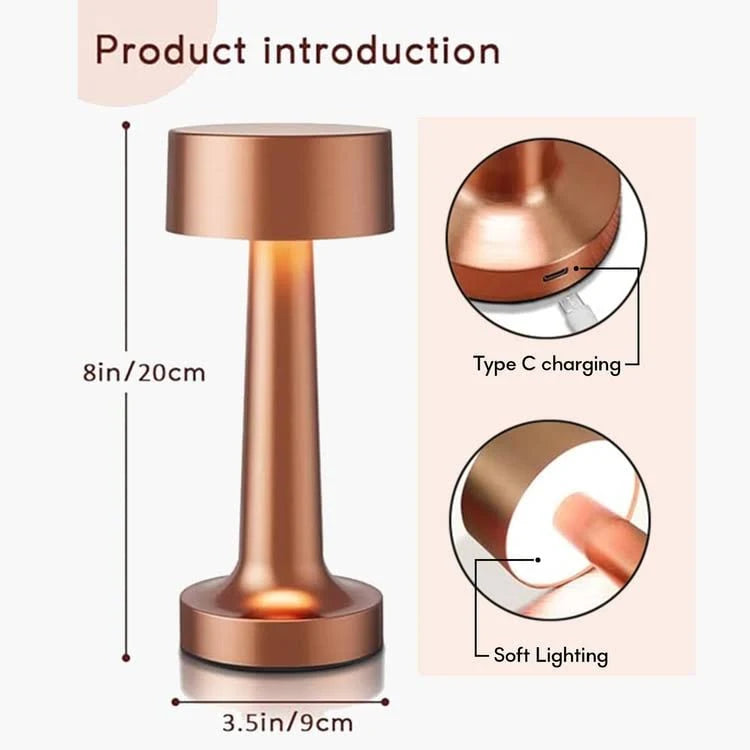 Touch Table Lamp - Metal Table Lamp | Modern Desk Lamp | Rose Gold Table Lamp | Bedroom Lighting