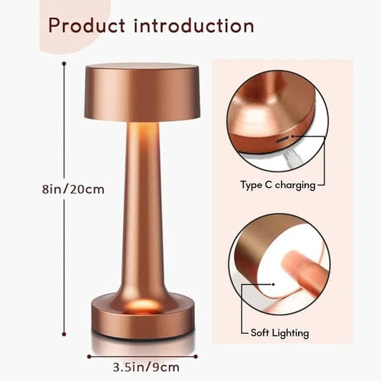 Touch Table Lamp - Metal Table Lamp | Modern Desk Lamp | Rose Gold Table Lamp | Bedroom Lighting